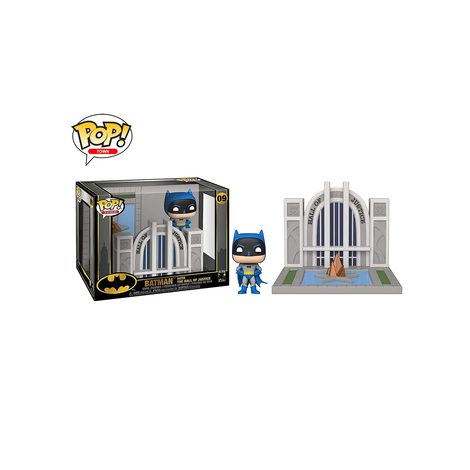 POP TOWNS: BATMAN 80TH - HALL OF JUSTICE W/BATMAN